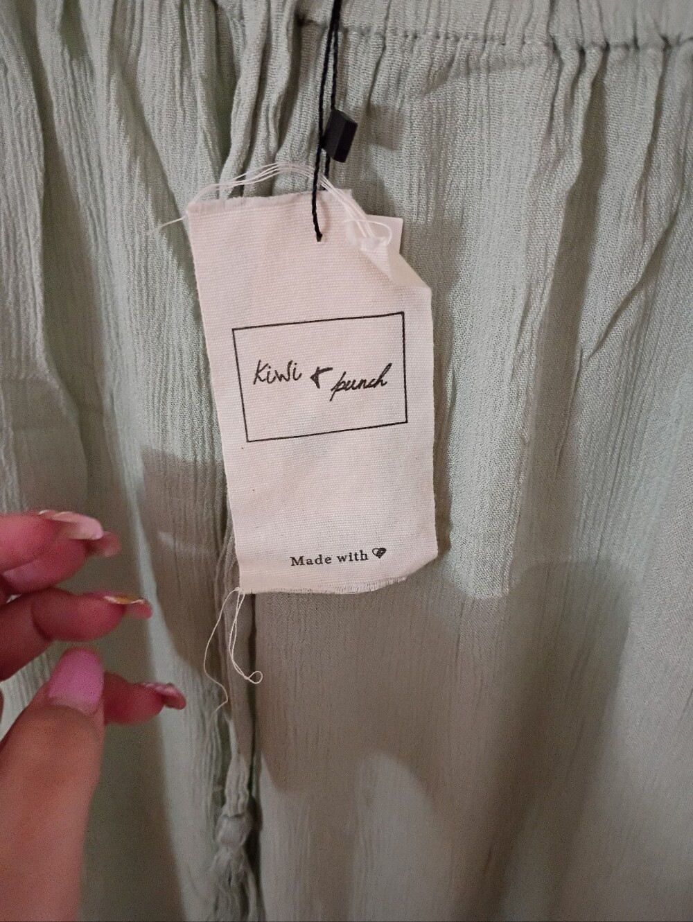 Kiwi & Punch Womens Casual Sage Green Wide Leg Pants